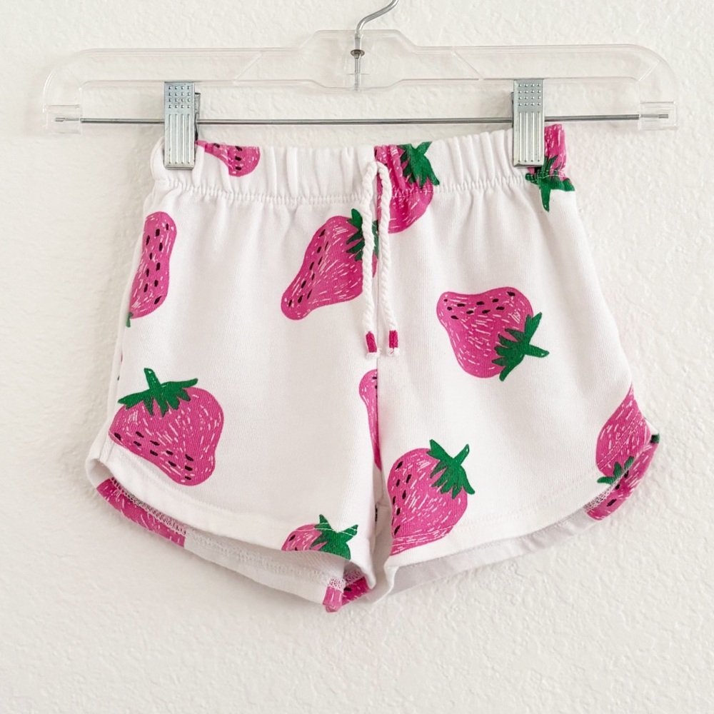 Zara Girls White and Pink Strawberry Shorts Size 5-6